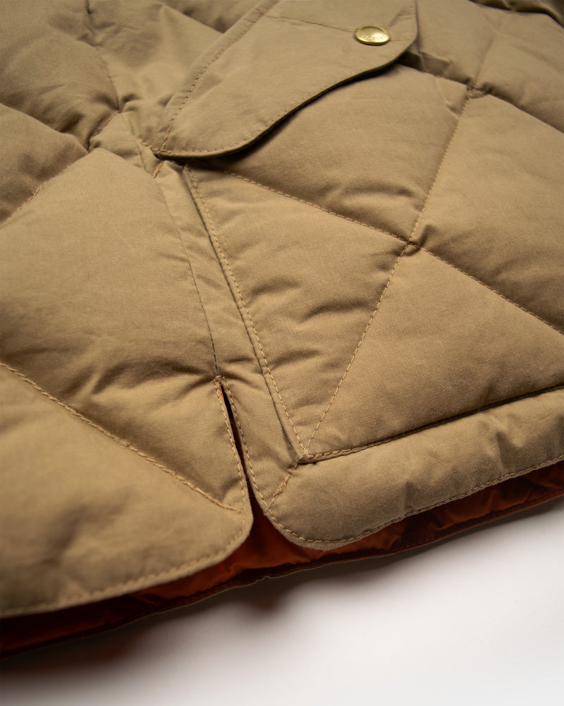 Today Flat Closeup Studio photo of Hem of Diagonal Quilt Sweater in Khaki