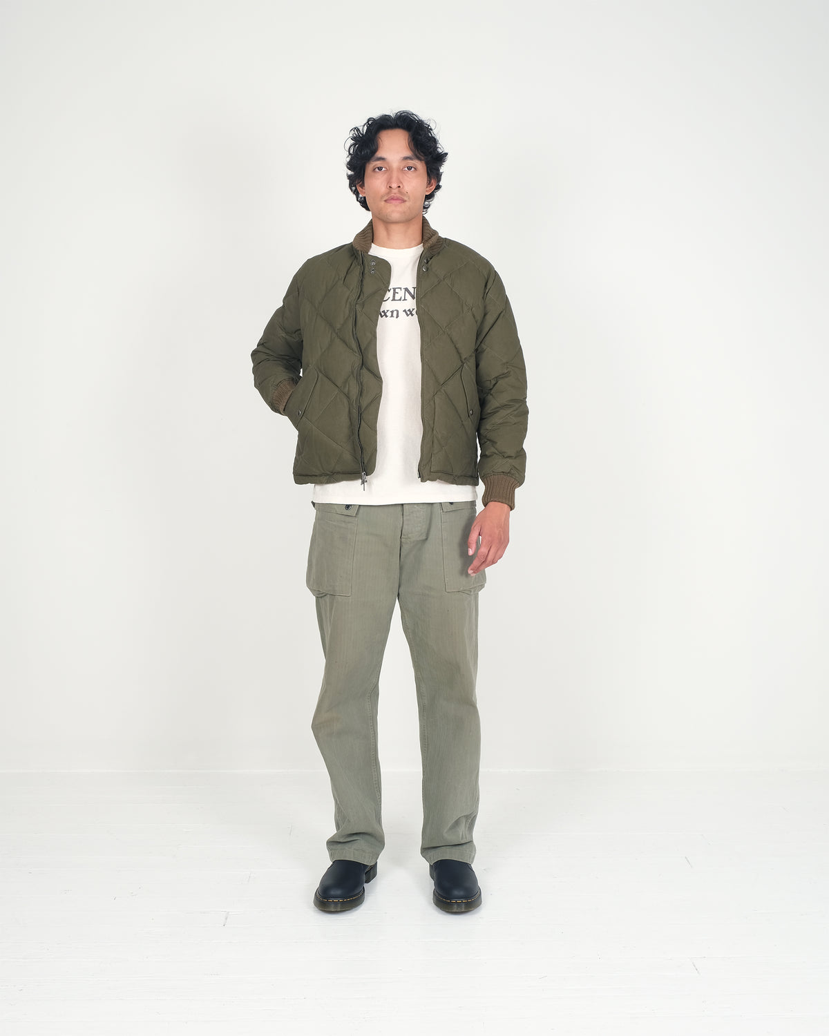 Diagonal Quilted Sweater - Dry Wax Cotton - Douglas Green