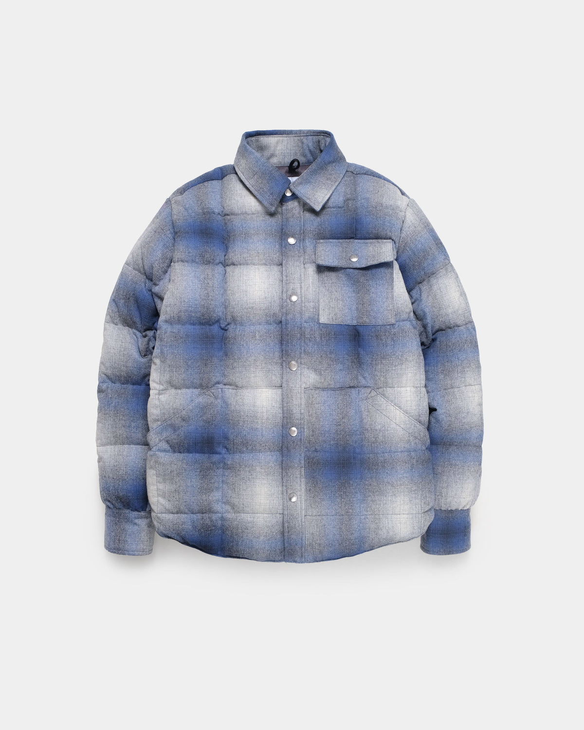 Down Shirt - Wool Plaid - Blue Ombré