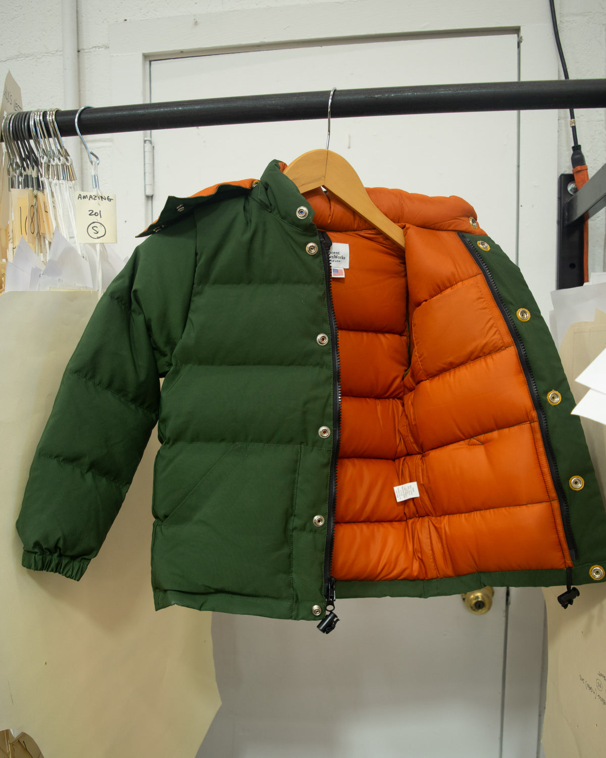 Sample Series | Kid&#39;s Down Sweater | Olive &amp; Rust