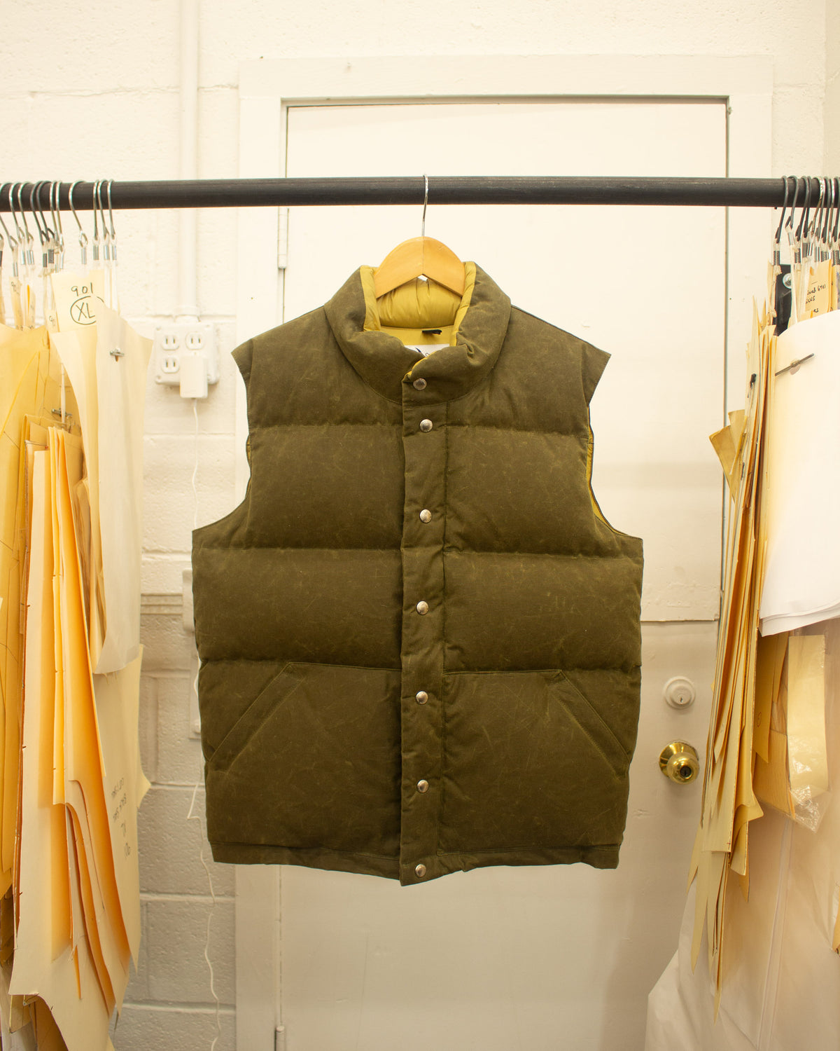 Sample Series | Italian Vest | Olive Waxed Cotton