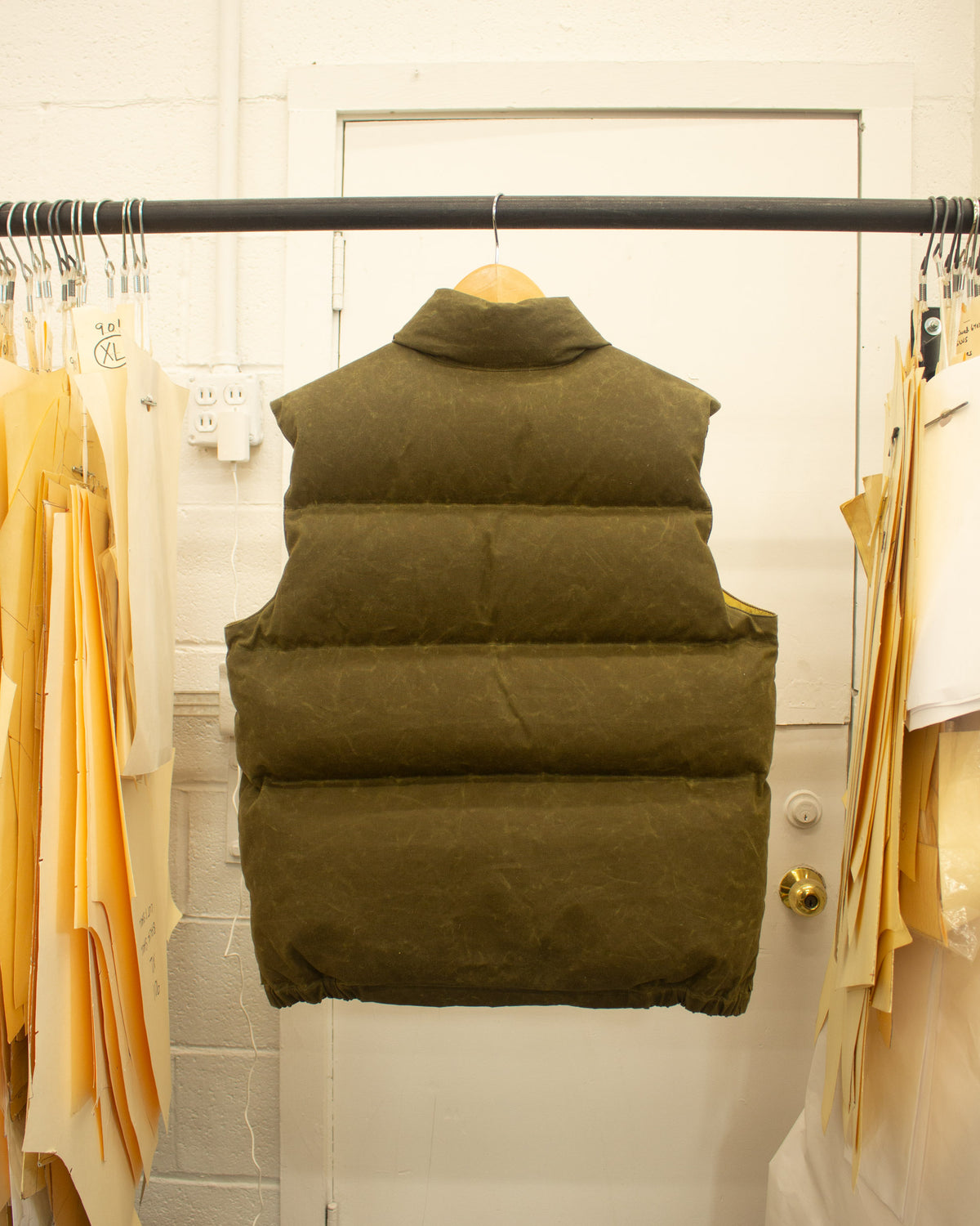 Sample Series | Italian Vest | Olive Waxed Cotton