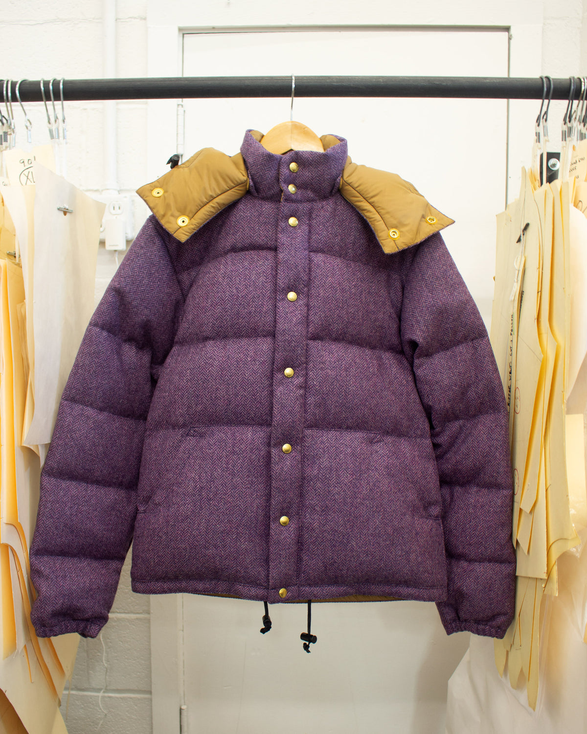 Sample Series | Down Sweater | Purple Herringbone Wool