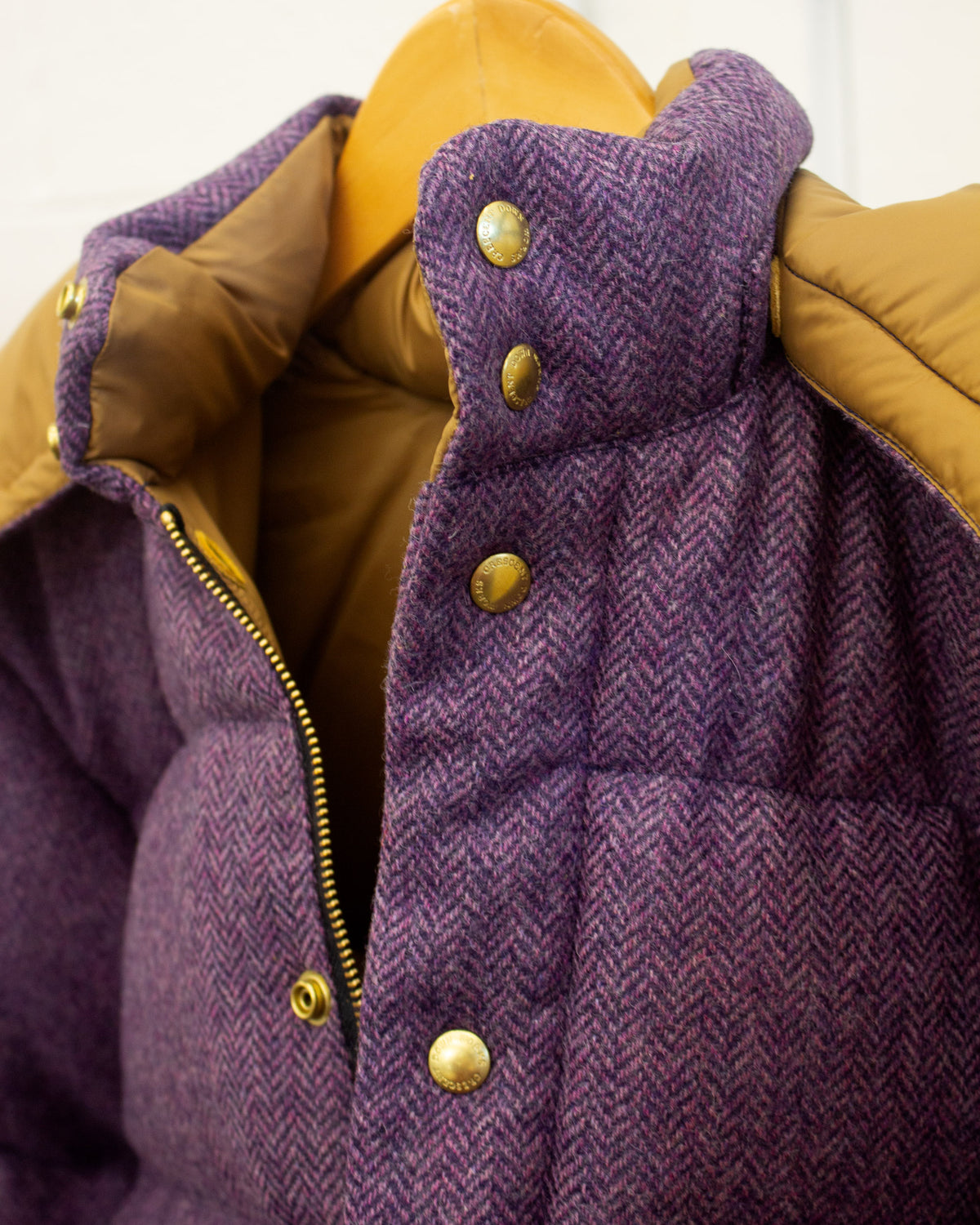 Sample Series | Down Sweater | Purple Herringbone Wool