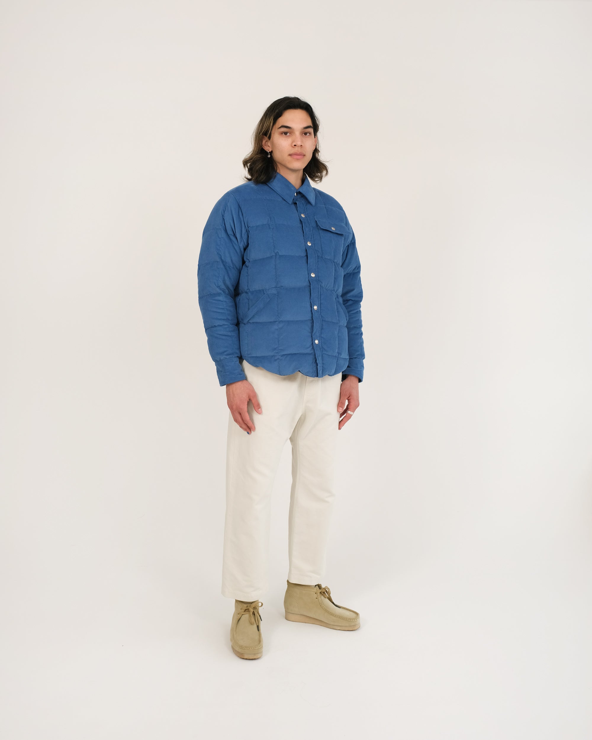 Crescent Down Works Down Shirt | Corduroy Blue