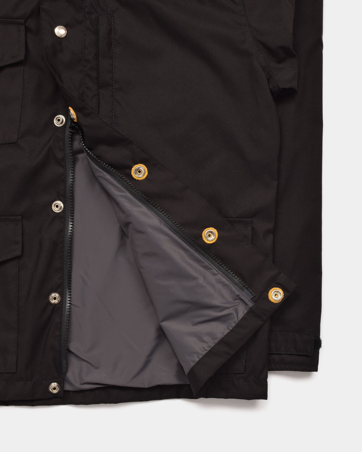 Michi Jacket in Black with detail of hem and lining