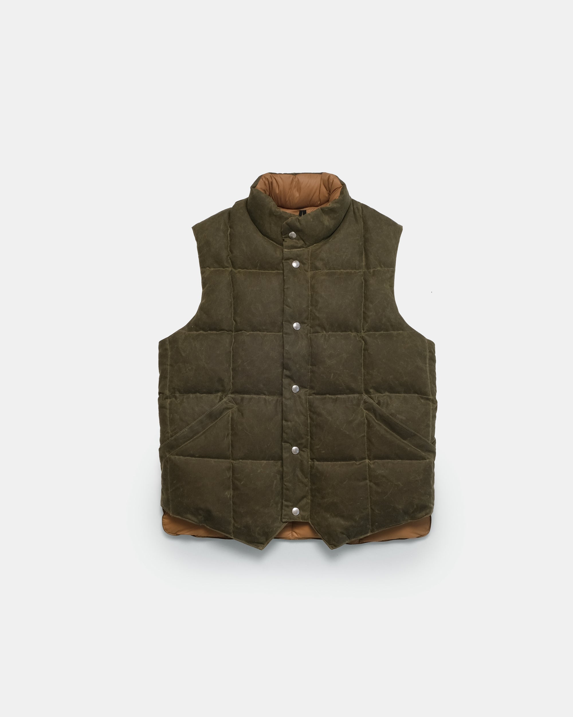 Crescent Down Works NxNW Box Quilt Vest – Waxed Canvas – Olive